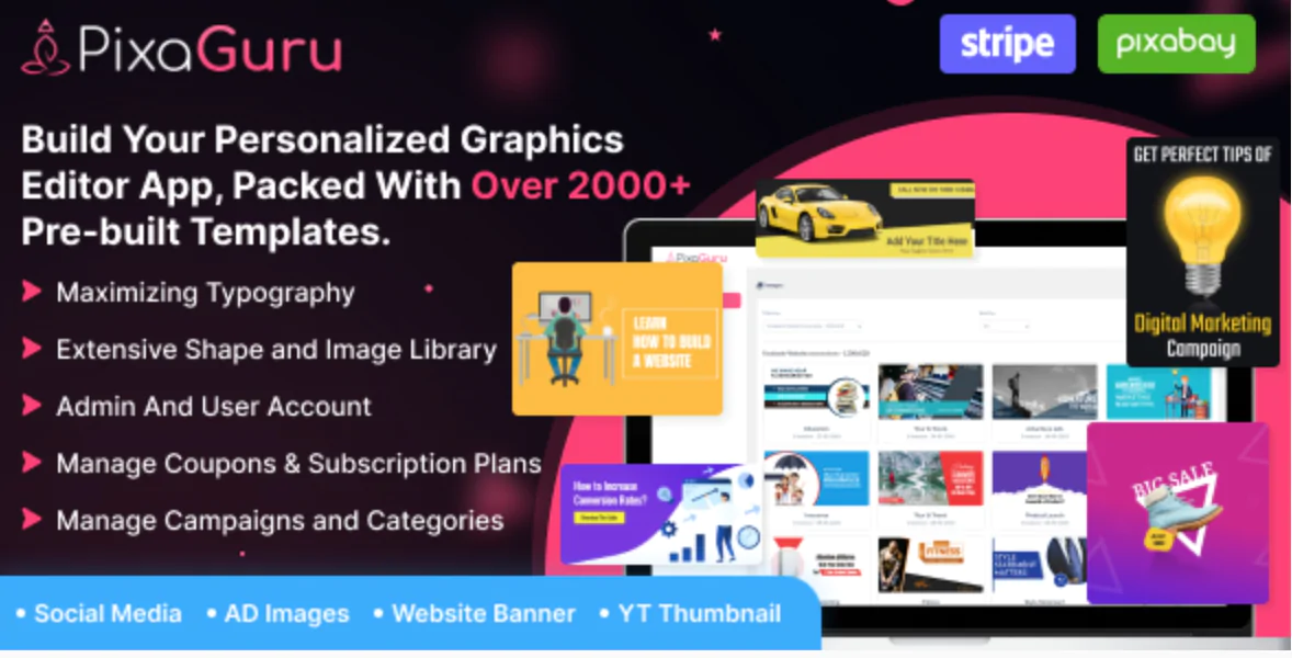 PixaGuru - SAAS Platform to Create Graphics, Images, Social Media Posts, Ads, Banners, & Stories