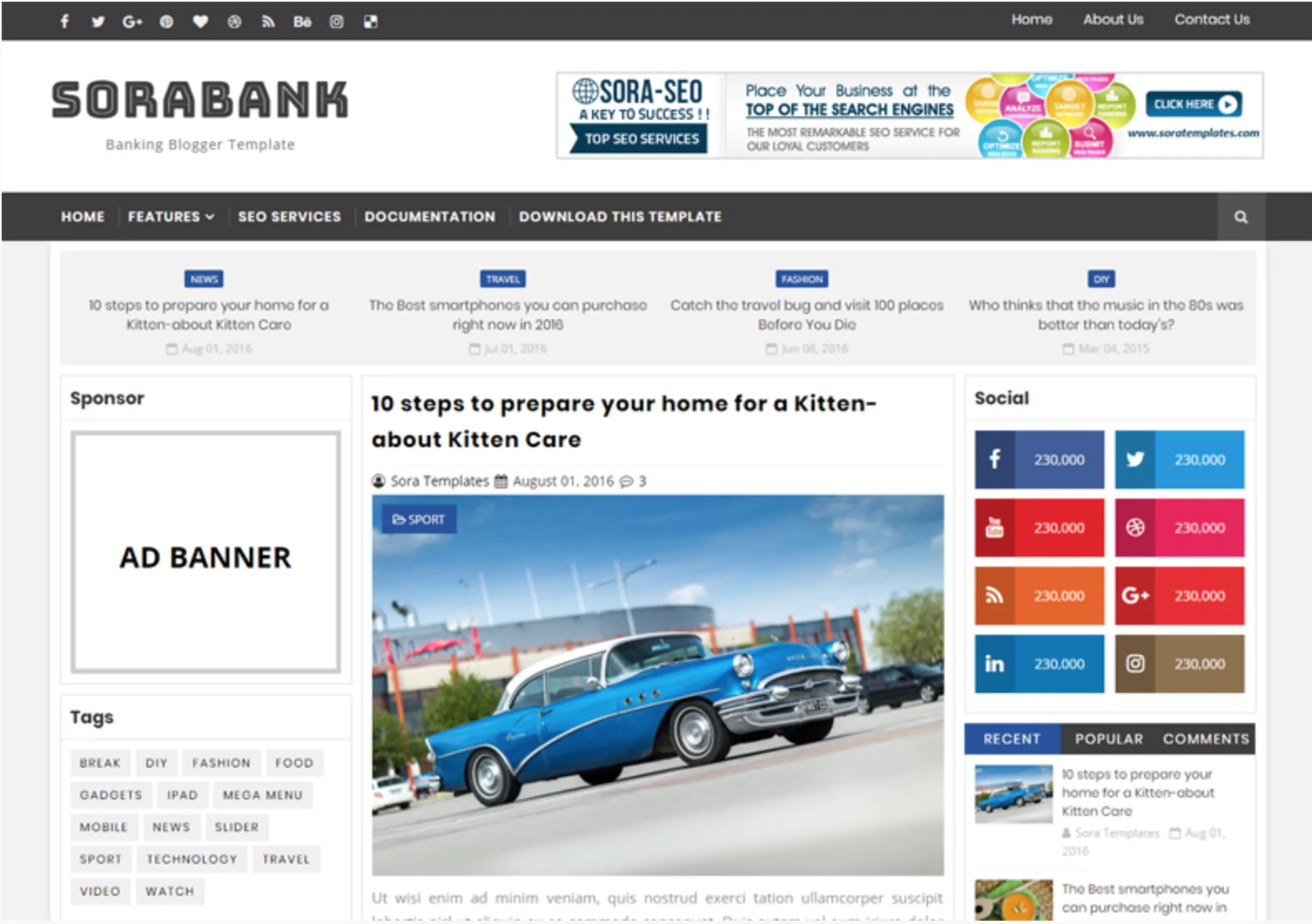 Sora Bank Blogger Template Premium Version - Free Download