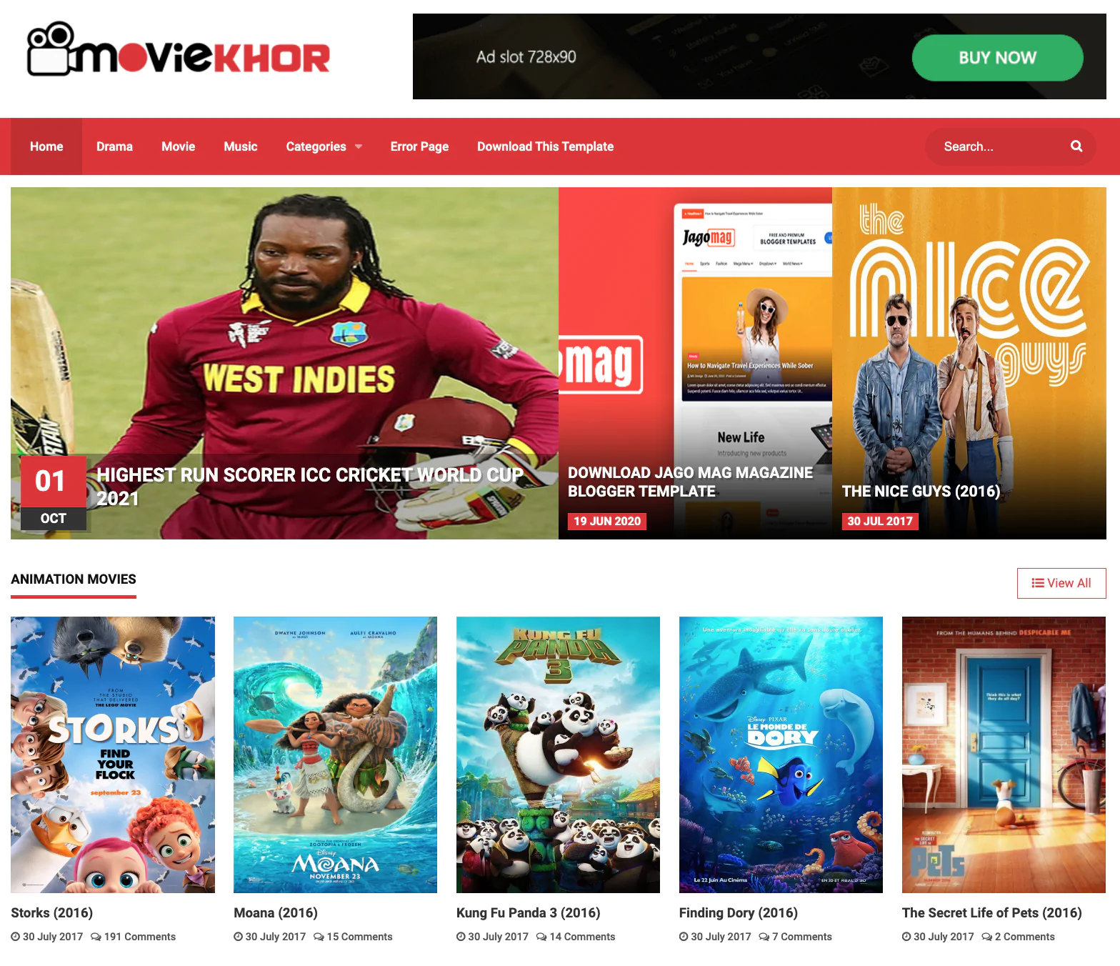 MovieKhor Blogger Template: An Ideal Choice for Movie Websites