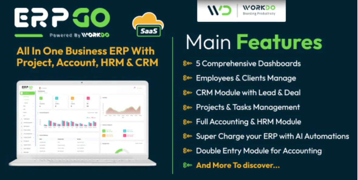 📊 ERPGo SaaS - All In One Business ERP With Project, Account, HRM, CRM & POS