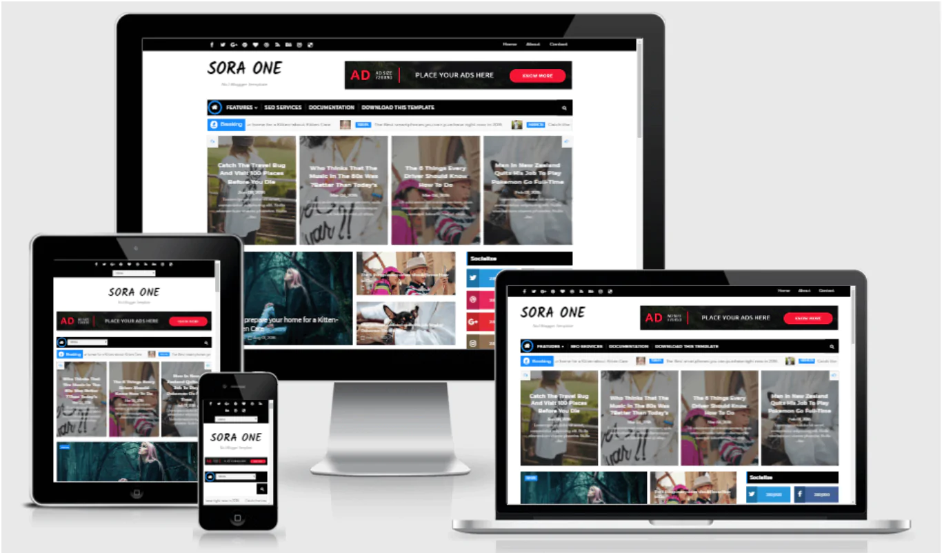 🌐 Sora One Blogger Template Premium Free Download