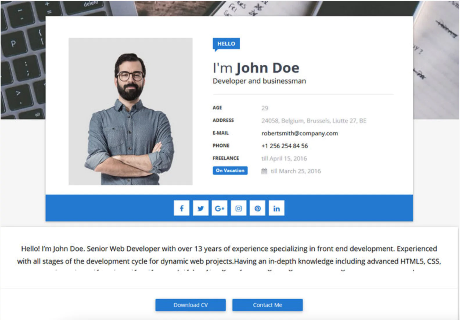 Sora CV Blogger Template Premium Version - Free Download