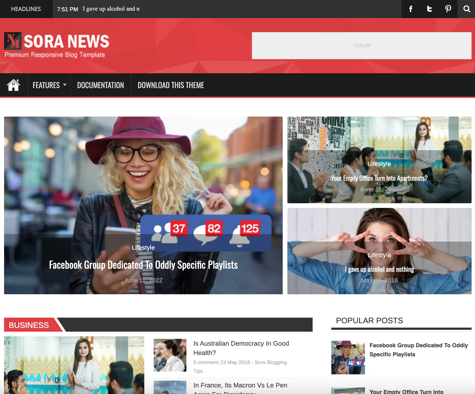 💻 Sora News Blogger Template Premium Free Downoad