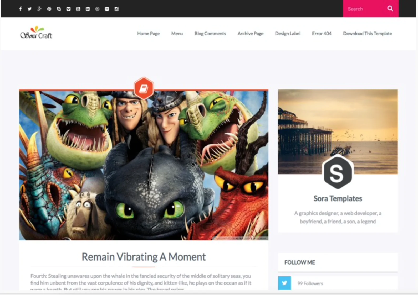 Sora Craft Responsive Blogger Template Premium Version - Free Download