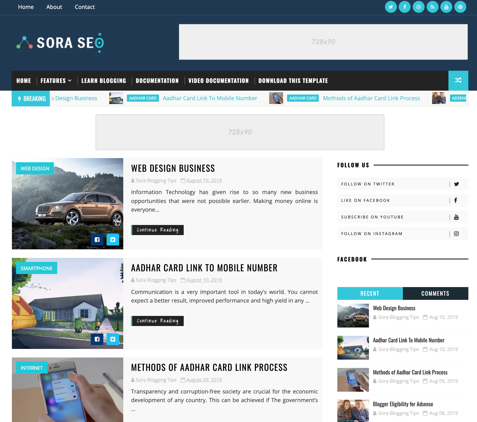 Sora SEO Blogger Template -Premium