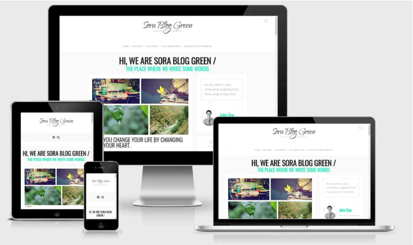 Sora Blog Green Blogger Template Premium - Free Download