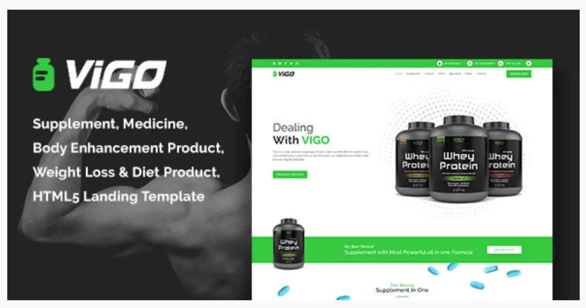 VIGO-Health Supplement Landing Page HTML Template Free Download