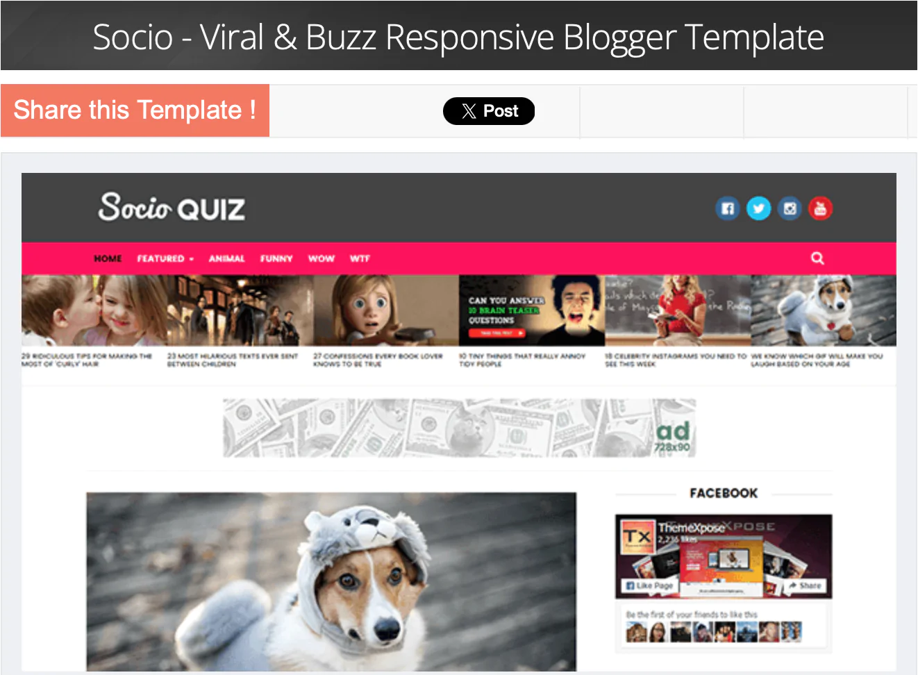 Socio Viral Blogger Template Premium - Free download