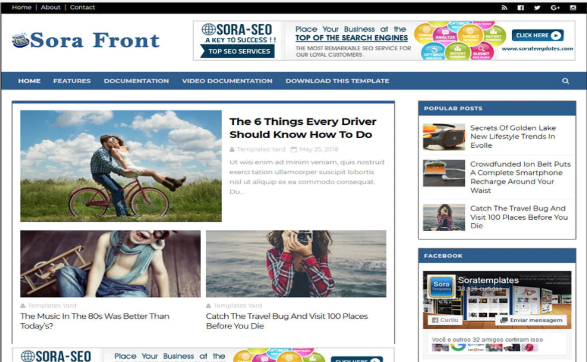 💻 Sora Front Blogger Template Premium Free Download