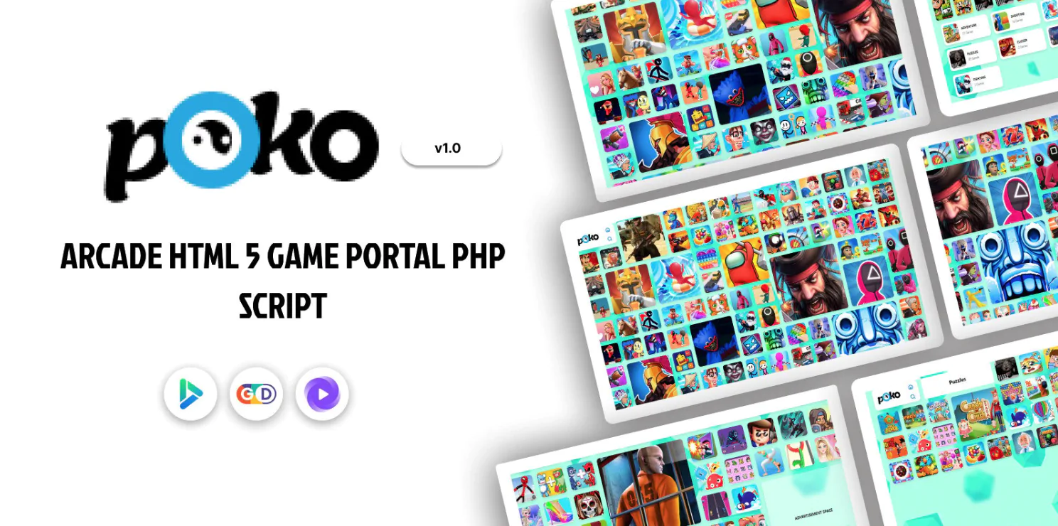 🎮 Poko Arcade - HTML 5 Game Portal PHP Script Free Download