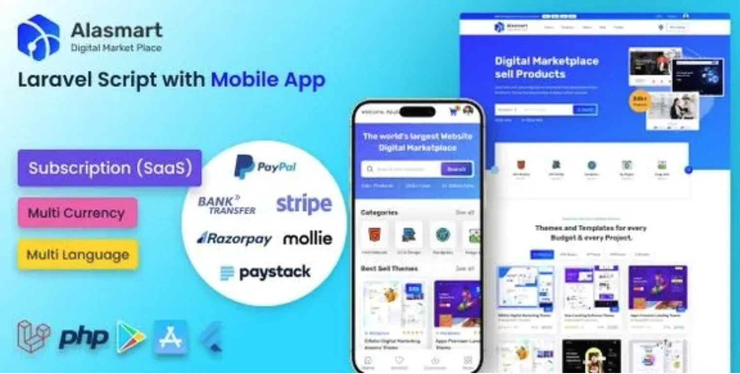 Alasmart - Digital Product Download Marketplace Laravel Script