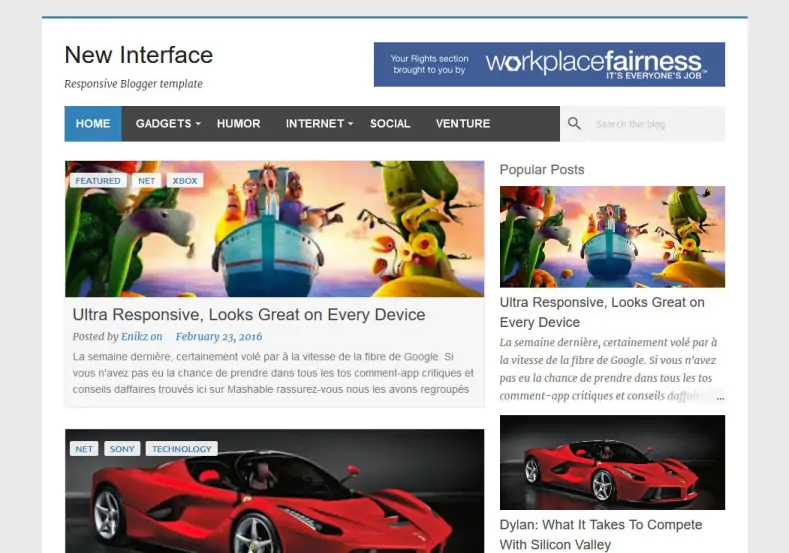 The New Interface Blogger Template - Premium