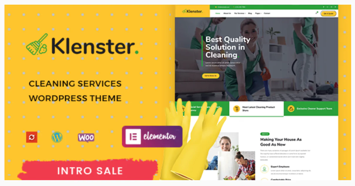 Klenster - Cleaning Services WordPress Theme Free Download