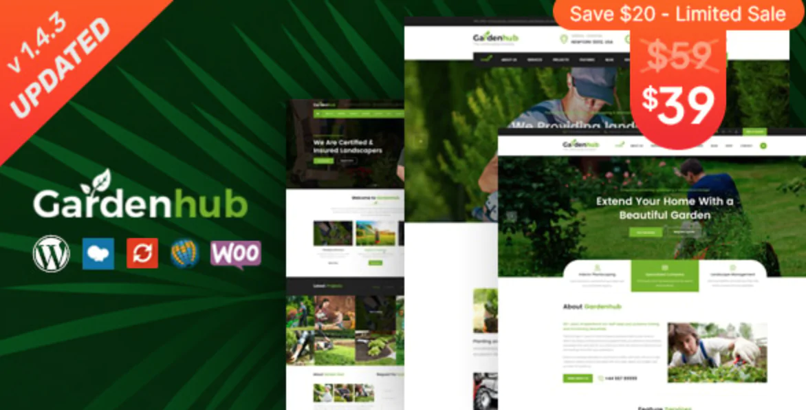 🪴 Garden Hub - Lawn & Landscaping WordPress Theme Free Download