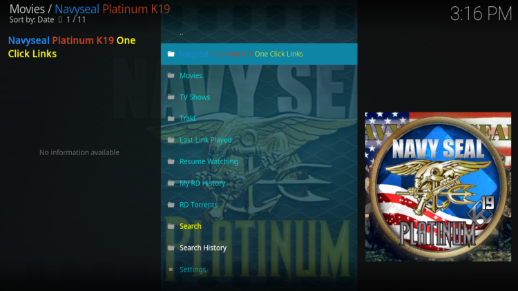 Navyseal-Platinum-k19-kodi-addon-main-screen